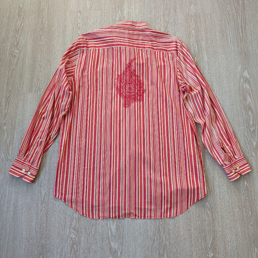 Robert Graham Shirt Men's XL Embroidered Striped - Picture 6 of 10